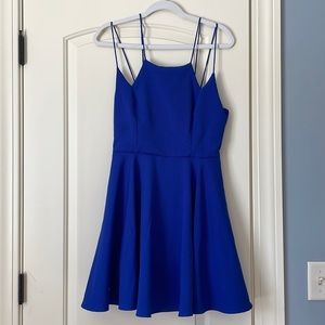 Royal blue double strapped flare dress